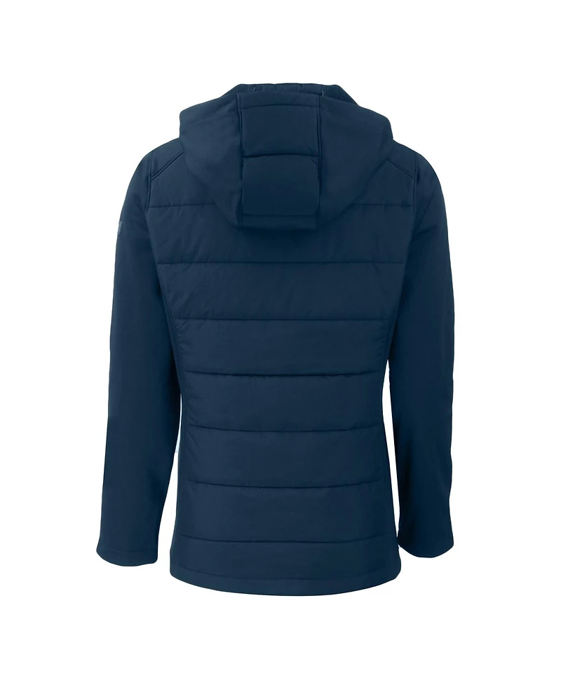 Cutter & Buck Women's Navy Los Angeles Dodgers Evoke Hybrid Eco Softshell Full-Zip Hooded Jacket
