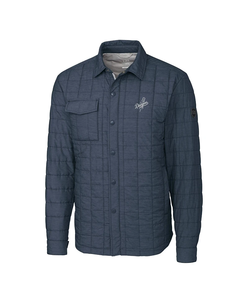 Cutter & Buck Men's Anthracite Los Angeles Dodgers Rainier PrimaLoft Eco Insulated Quilted Full-Zip Shirt Jacket
