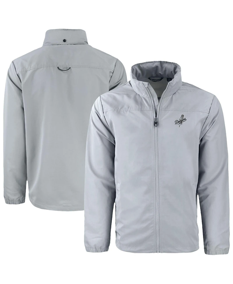 Cutter & Buck Men's Gray Los Angeles Dodgers Charter Eco Full-Zip Hoodie Jacket