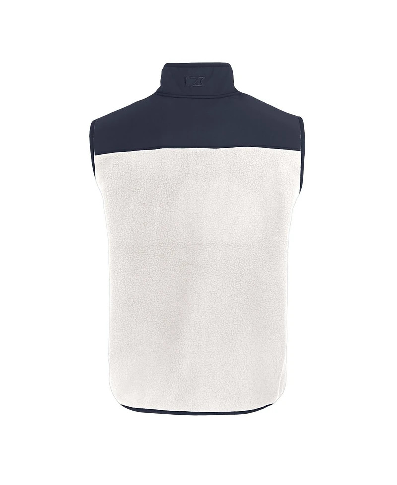 Cutter & Buck Men's Oatmeal/Navy Los Angeles Dodgers Cascade Eco Fleece Full-Zip Vest