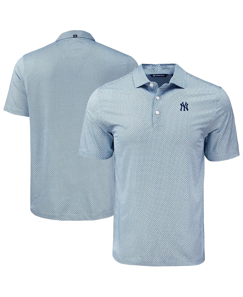 Cutter & Buck Men's Navy New York Yankees Pike Eco Diamond Dot Print Polo Shirt