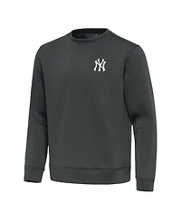 Antigua Men's Pewter New York Yankees Relevant Lightweight Pullover Sweatshirt