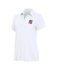 Antigua Women's White New York Yankees Independence Day Patriotic Logo Era Polo