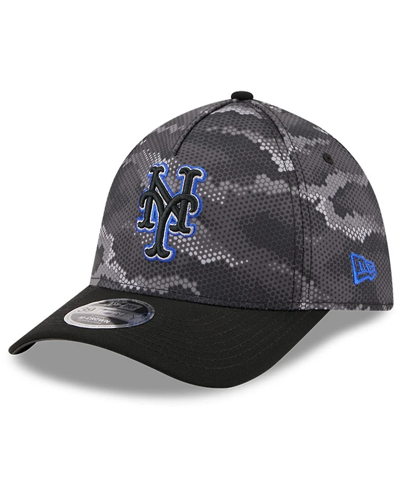 New Era Men's Black York Mets Camo 39THIRTY A-Frame Flex Hat