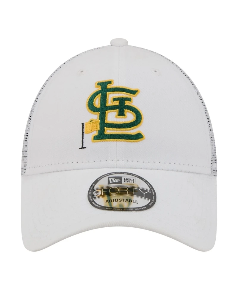 New Era Men's White St. Louis Cardinals Flag 9FORTY Trucker Adjustable Hat