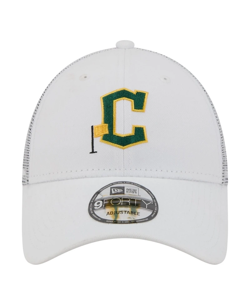 New Era Men's White Cleveland Guardians Flag 9FORTY Trucker Adjustable Hat