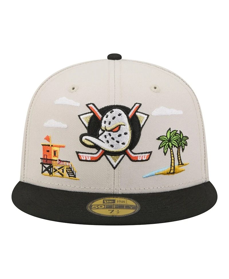 New Era Men's Tan/Black Anaheim Ducks Localized City Icon 59FIFTY Fitted Hat
