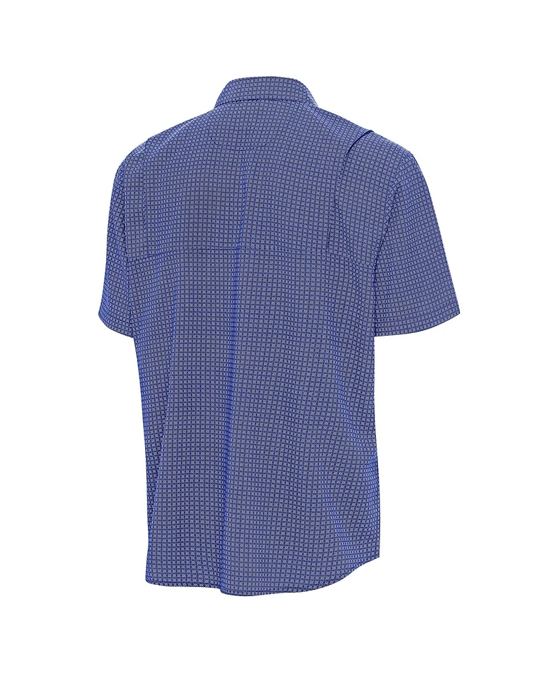 Antigua Men's Royal Los Angeles Dodgers Mosaic Button-Up Shirt