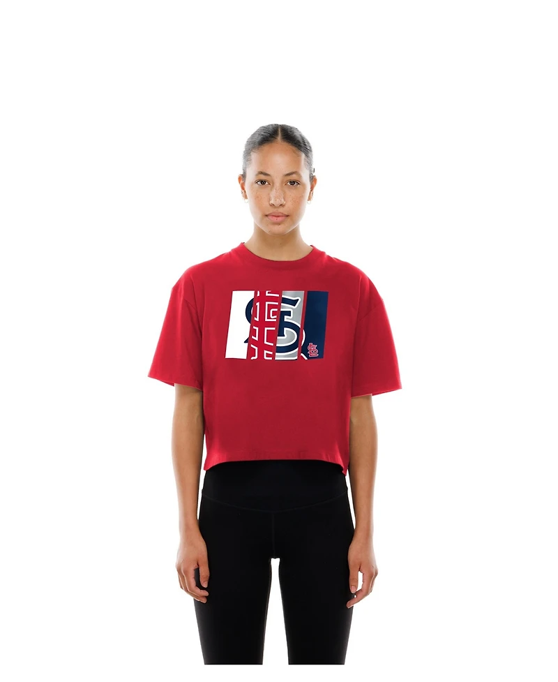 New Era Women's Red St. Louis Cardinals Boxy Foil Logo T-Shirt