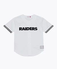 Mitchell & Ness Men's White Las Vegas Raiders Monochrome Mesh Full-Button Baseball Jersey