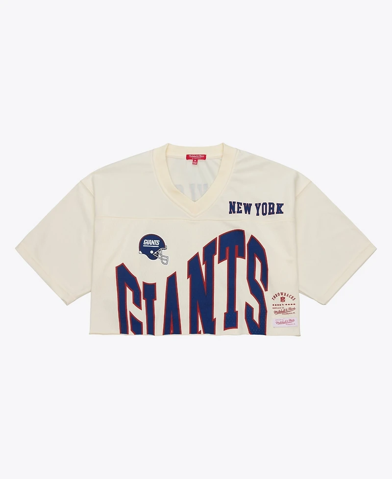 Mitchell & Ness Women's Lawrence Taylor Cream New York Giants Retired Player Cropped Fashion Jersey
