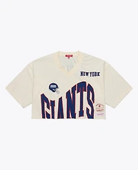 Mitchell & Ness Women's Lawrence Taylor Cream New York Giants Retired Player Cropped Fashion Jersey