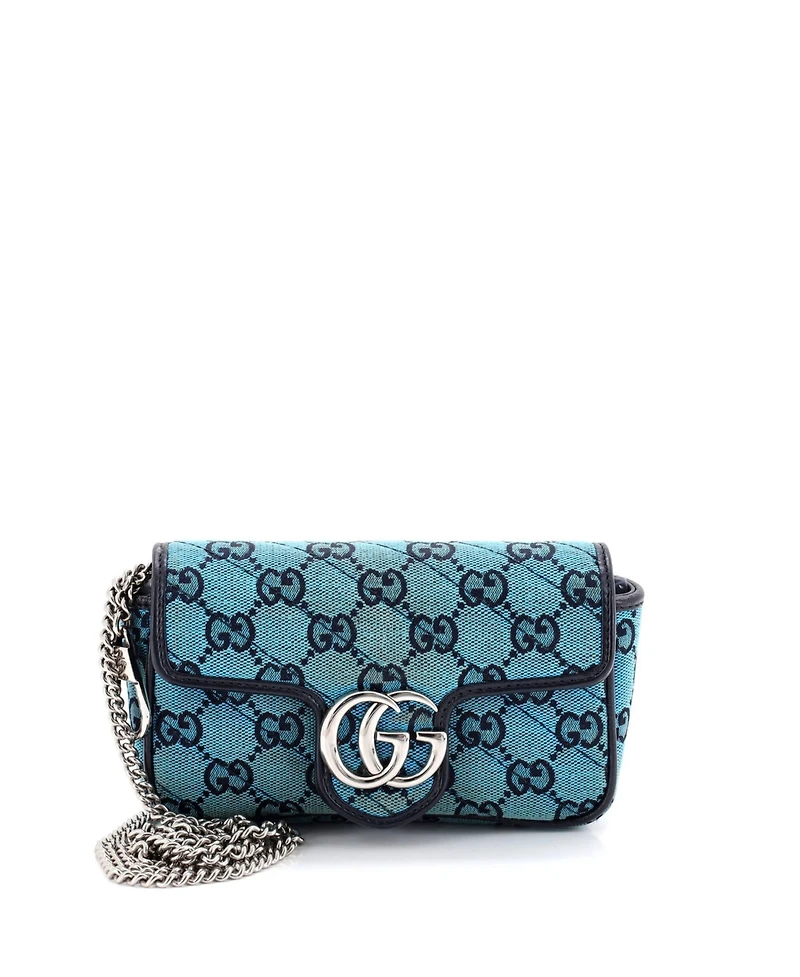 Pre-Owned Gucci Super Mini Gg Marmont Flap Bag Diagonal Quilted Gg Canvas