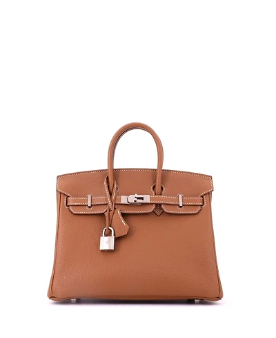Pre-Owned HERMES Birkin 25 Handbag Brown Togo with Palladium Hardware