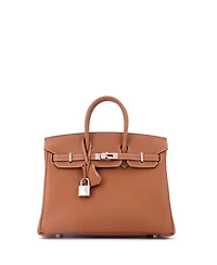 Pre-Owned HERMES Birkin 25 Handbag Brown Togo with Palladium Hardware