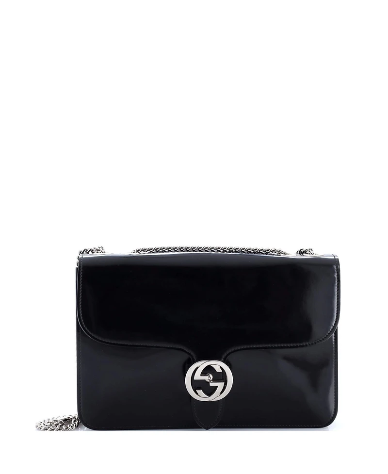 Pre-Owned Gucci Medium Interlocking Shoulder Bag Patent