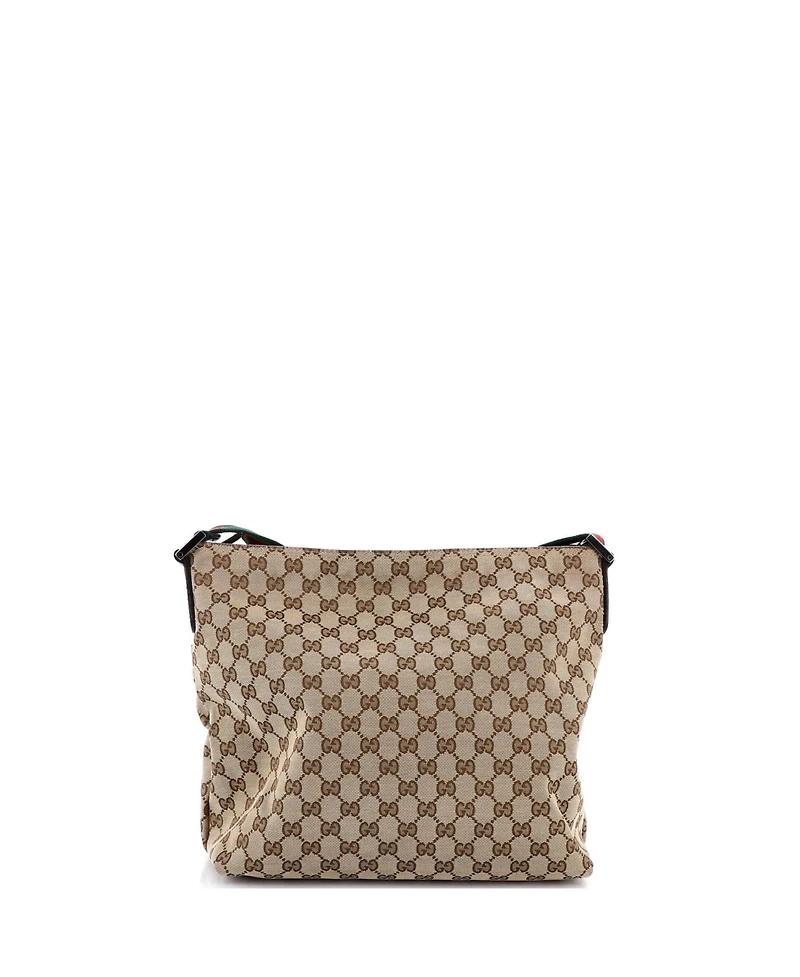 Pre-Owned Gucci Medium Front Pocket Web Messenger Gg Canvas