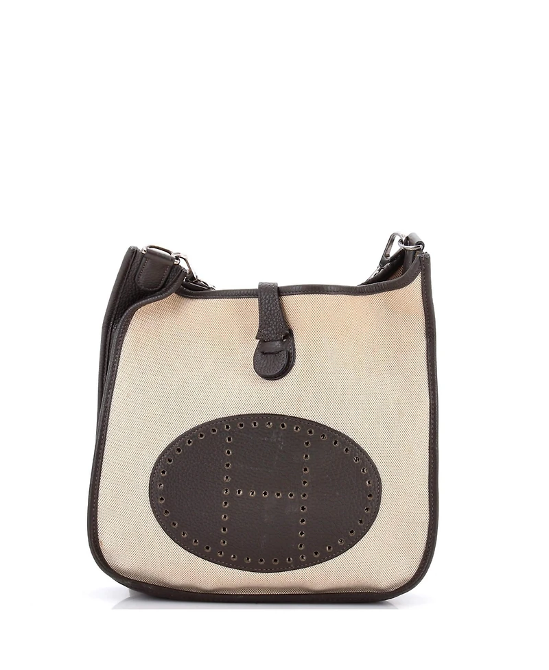 Pre-Owned HERMES Pm Evelyne Bag Gen Iii Toile and Leather