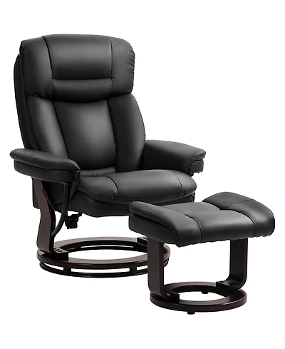 Homcom Pu Leather Recliner with Ottoman, Swivel Reclining Chair