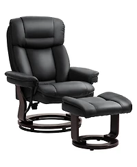 Homcom Pu Leather Recliner with Ottoman, Swivel Reclining Chair
