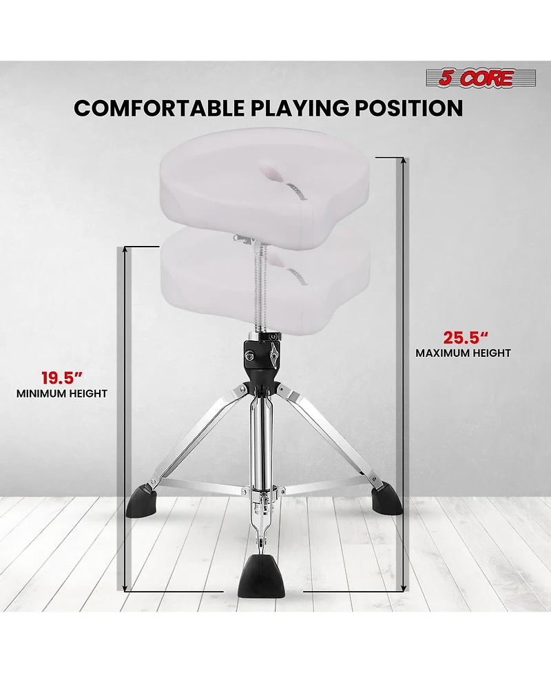 5 core Drum Throne 4inch Padded Seat Adjustable 25.5inch 360degree(s) Swivel Heavy Duty Guitar Stool