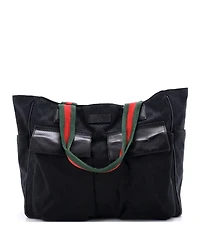 Pre-Owned Gucci Medium Double Pocket Web Handle Tote Gg Canvas