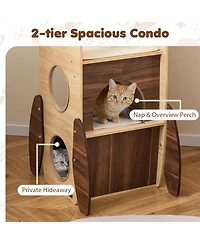 Cozito Rocket Cat Tree 47 in Wooden Cat Tower for Indoor Cats