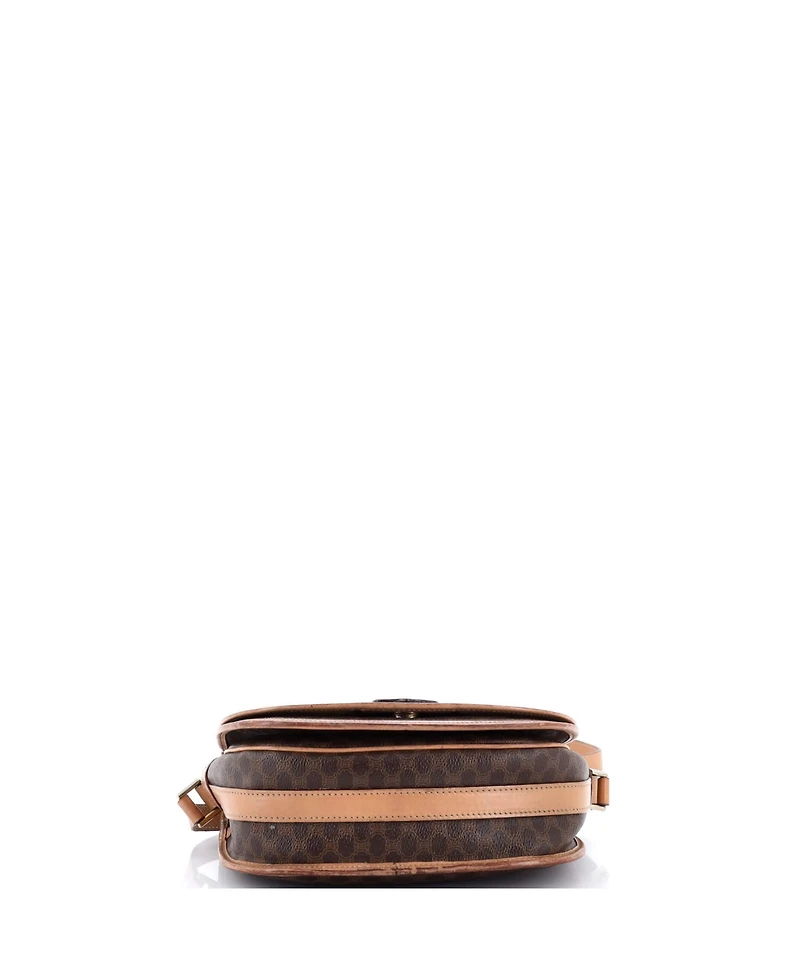 Pre-Owned Celine Small Vintage Saddle Flap Shoulder Bag Macadam Coated Canvas