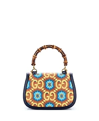 Pre-Owned Gucci Medium Bamboo 1947 Top Handle Bag Kaleidoscope Print Gg Coated Canvas