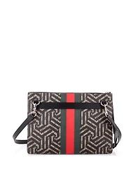 Pre-Owned Gucci Bee Web Zip Messenger Bag Caleido Gg Coated Canvas
