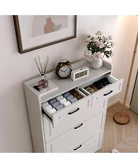 homfan Shoe Cabinet with 3 Flip Drawers and 2 Drawers, Shoe Cabinet Storage for Entryway, Narrow Shoe Organizer for Entryway