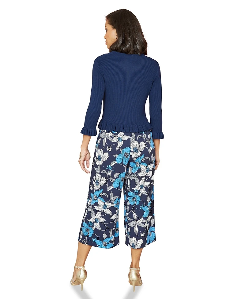 Yumi Women's Tie Up Ribbed Frill Hem Cardigan