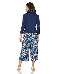 Yumi Women's Tie Up Ribbed Frill Hem Cardigan