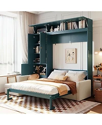 Streamdale Furniture Queen Size Murphy Bed Wall Bed with Sofa and Shelves