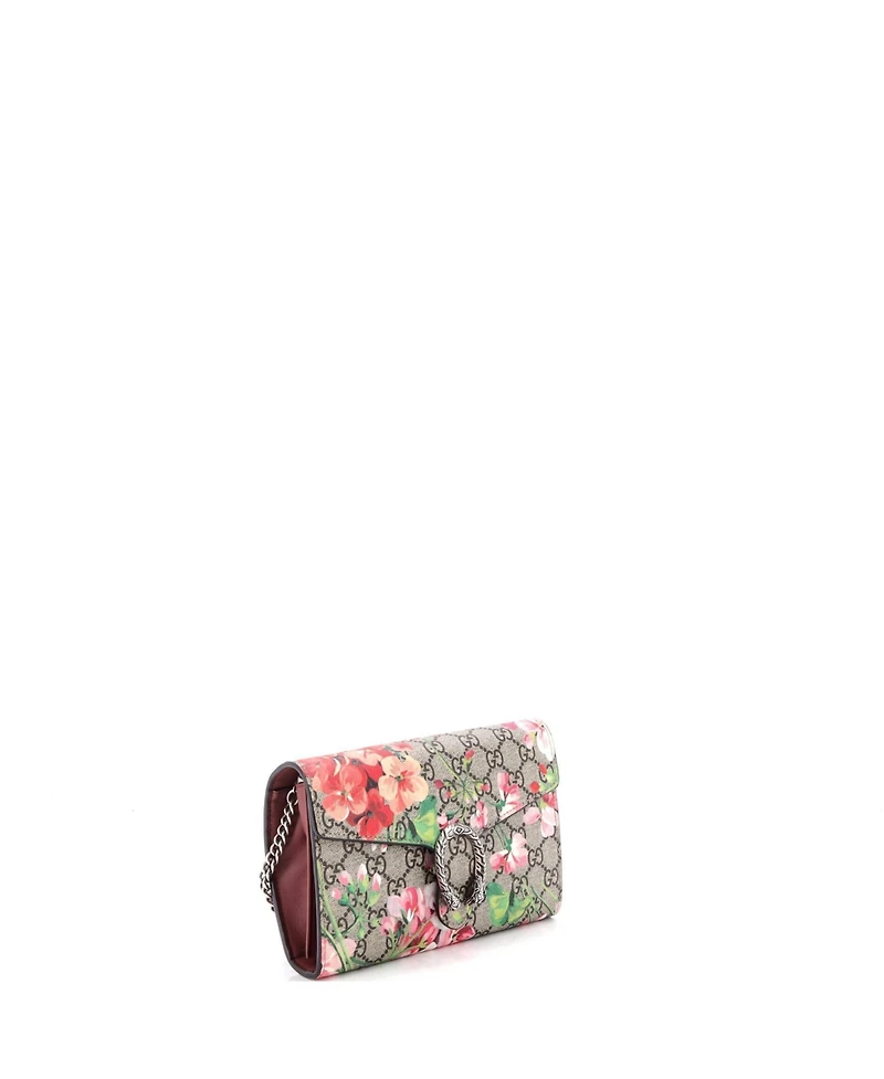 Pre-Owned Gucci Small Dionysus Chain Wallet Blooms Print Gg Coated Canvas