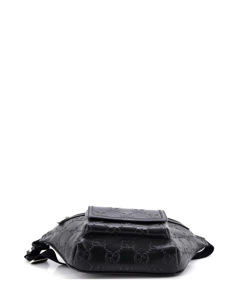 Pre-Owned Gucci Front Pocket Belt Bag Gg Embossed Perforated Leather