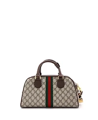 Pre-Owned Gucci Medium Ophidia Convertible Boston Top Handle Bag Gg Coated Canvas with Leather