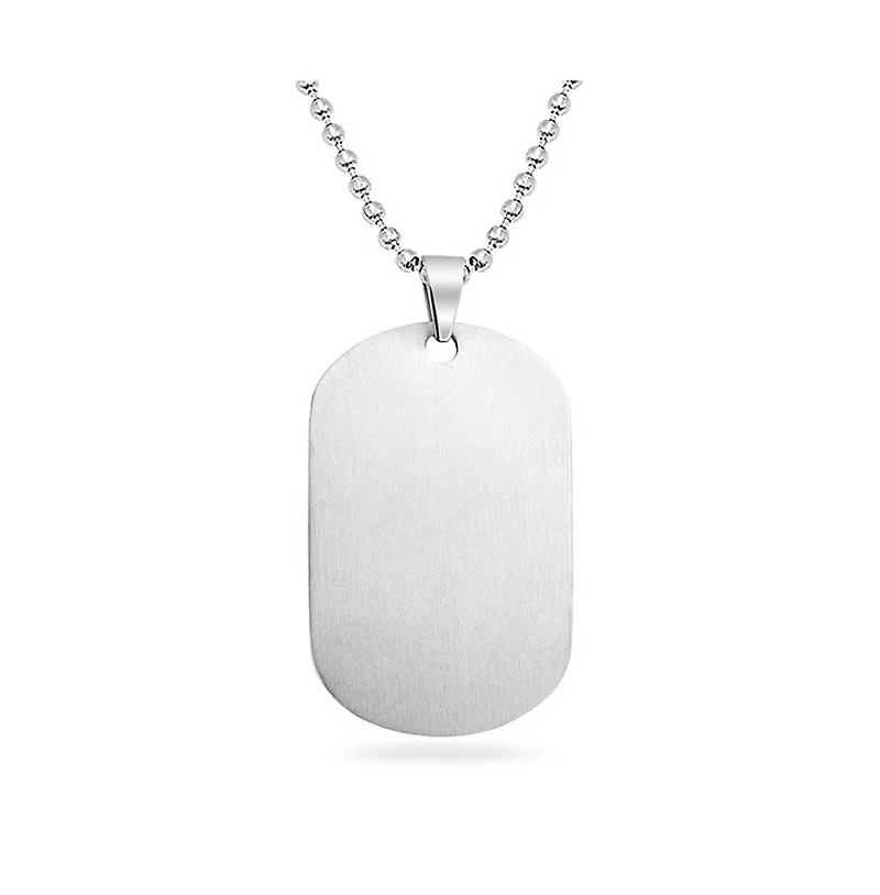 Bling Jewelry Men's Freemason Dog Tag Pendant Necklace Masonic Compass Stainless Steel
