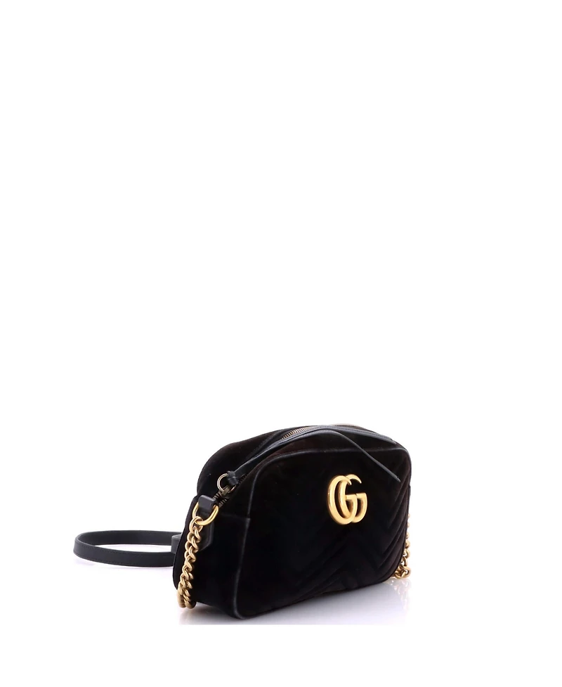 Pre-Owned Gucci Small Gg Marmont Shoulder Bag Matelasse Velvet