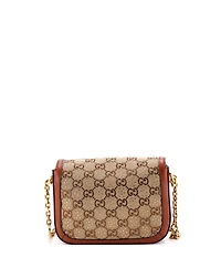 Pre-Owned Gucci Mini Horsebit 1955 Shoulder Bag Crystal Embellished Gg Canvas