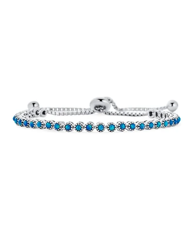 Bling Jewelry Milgrain Bezel Created Opal Tennis Bolo Bracelet 14K Gold Plated Sterling Silver
