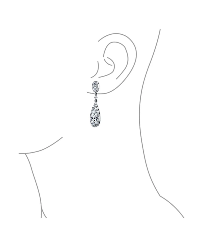 Bling Jewelry Amethyst Purple Cz Teardrop Chandelier Screw Clip On Earrings Silver Plated