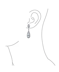 Bling Jewelry Amethyst Purple Cz Teardrop Chandelier Screw Clip On Earrings Silver Plated