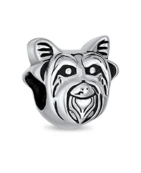Bling Jewelry Puppy Pet Animal Lover Yorkie Dog Bead Charm Oxidized .925 Sterling Silver Fits European Bracelet