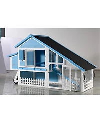 Streamdale Furniture 76inch" Wooden Rabbit Hutch with Waterproof Roof, Outdoor Run, and Removable Tray