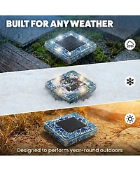 Bell + Howell Mosaic Square Disk Lights Solar Powered 6 Led Weather Resistance Path 4-Piece