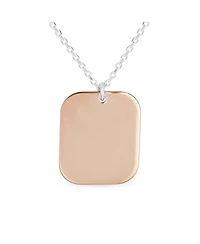 Bling Jewelry Paw Print Dog Tag Pendant Necklace Two Tone .925 Sterling Silver
