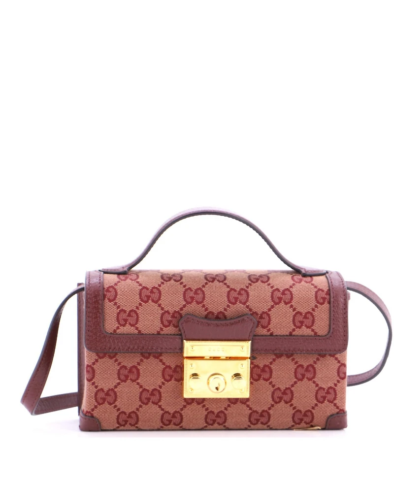 Pre-Owned Gucci Mini Padlock Top Handle Bag Gg Canvas with Leather