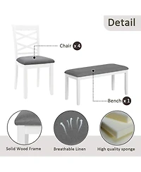 Streamdale Furniture 6 Piece Two Tone Wood Dining Table Set with Bench for 6
