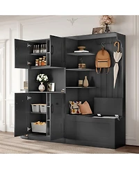 Streamdale Furniture 2-in-1 Hall Cabinet or Tree with Storage and 4 Hooks
